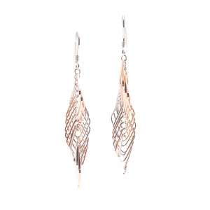 Sterling Silver and Rose gold plated Twist Dangle Earrings
